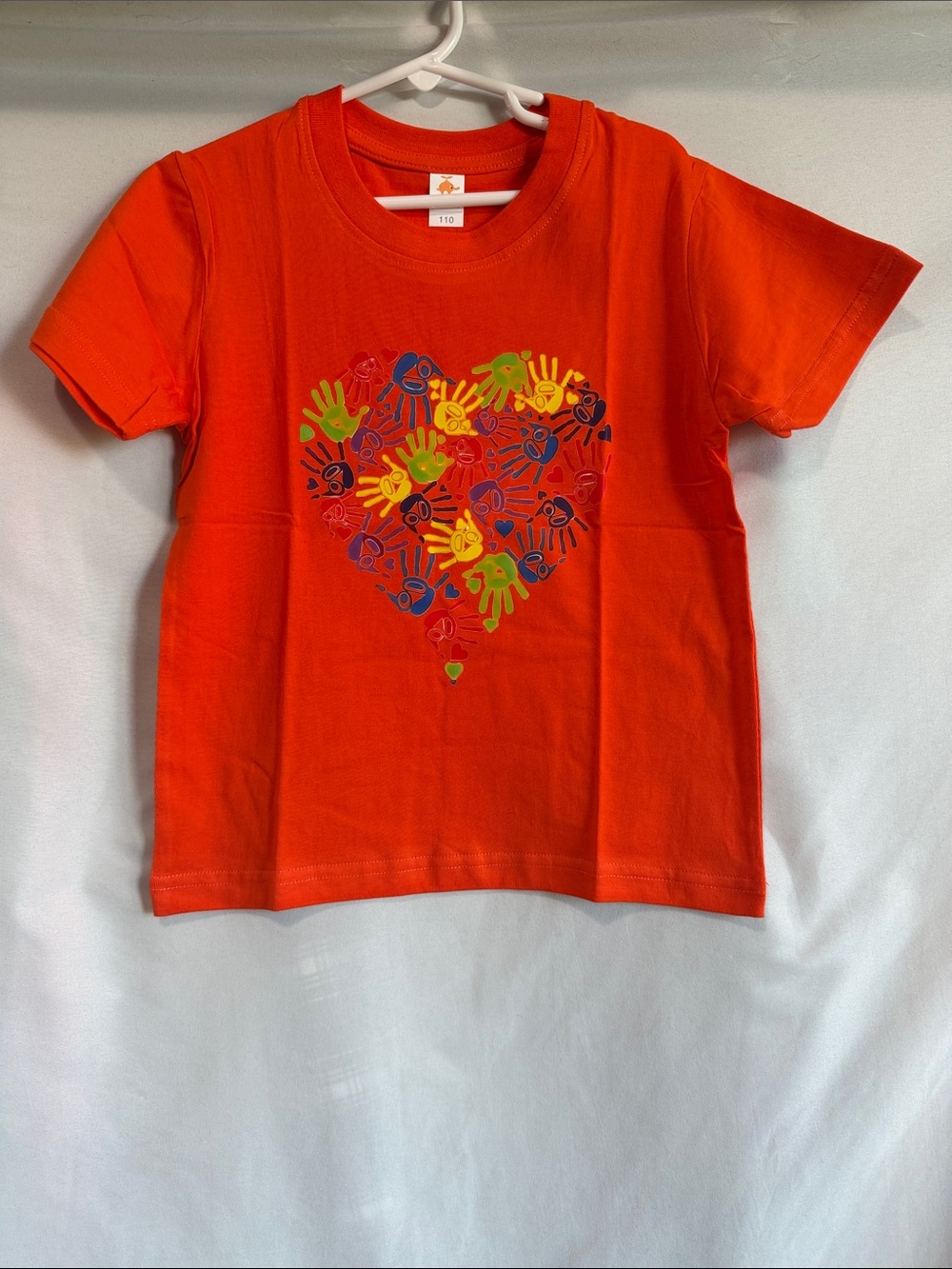 Kids Orange Short-Sleeve Heart Handprint Tee